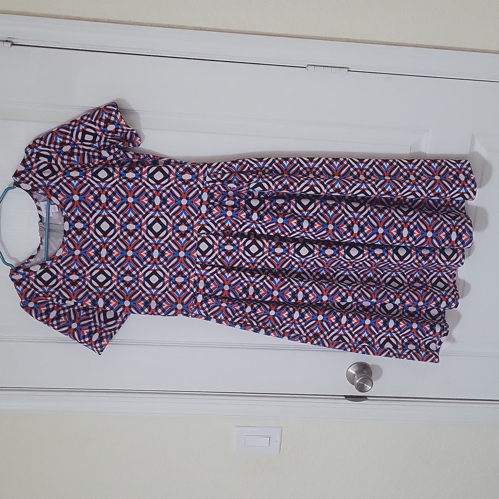 Red/White/Blue Geometric Lularoe Amelia Dress Large